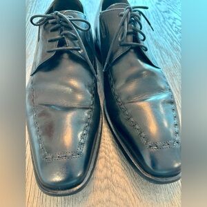 Bruno Magli Sz 8.5 M Dress Shoe Black Leather Lace Up Oxford Whip Stitch Men’s